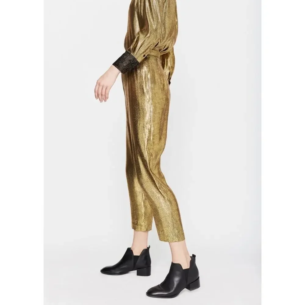 Wray Metallic Gold Silk Sprite Pants Size 2 XS - Picture 2 of 7